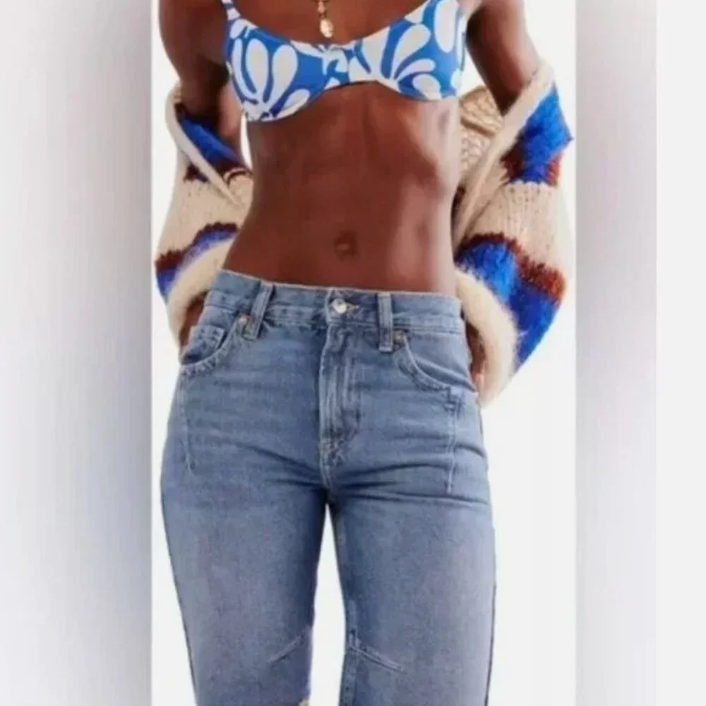 NWT Free People We The Free Ghost Town Blue Denim Long Shorts